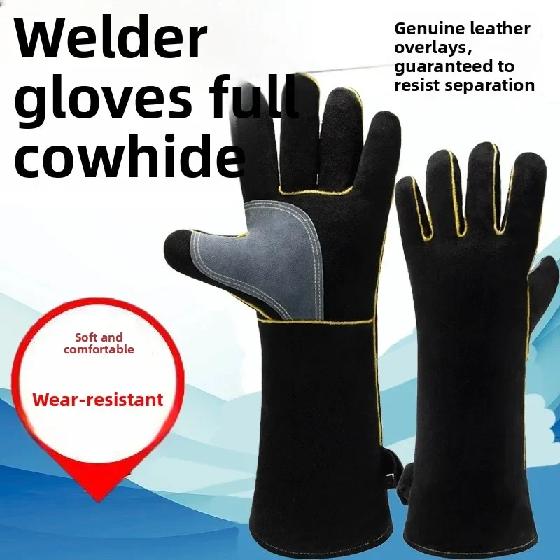 Gloves Cowhide Heat Insulation Welder Gloves Long Labor Insurance Welder