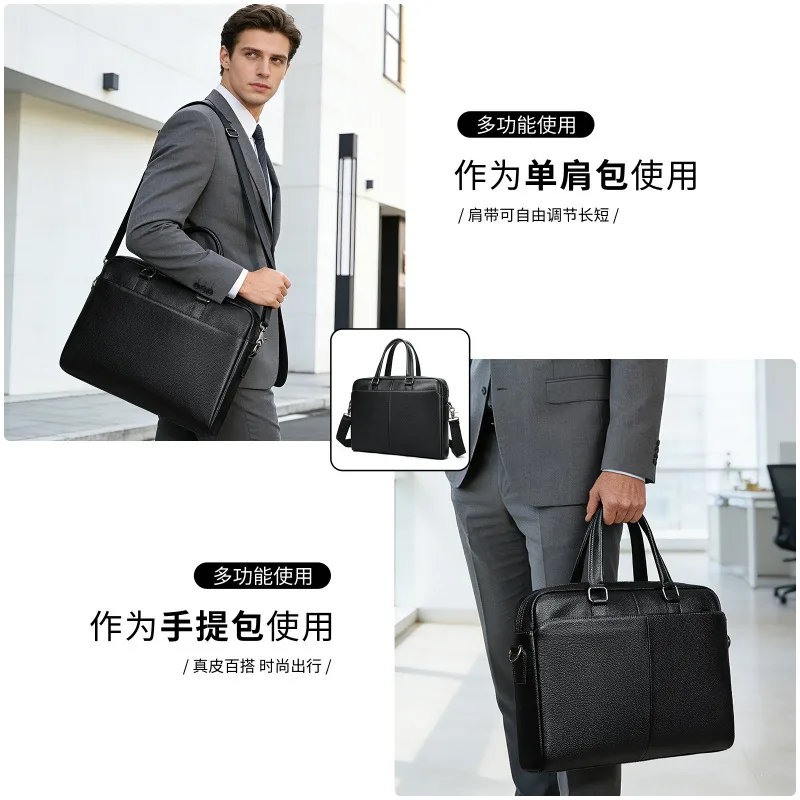 Stylish and Professional Genuine Leather Tote Bag for Men 16-Inch Briefcase Laptop Business Bag Lawyer's Bag