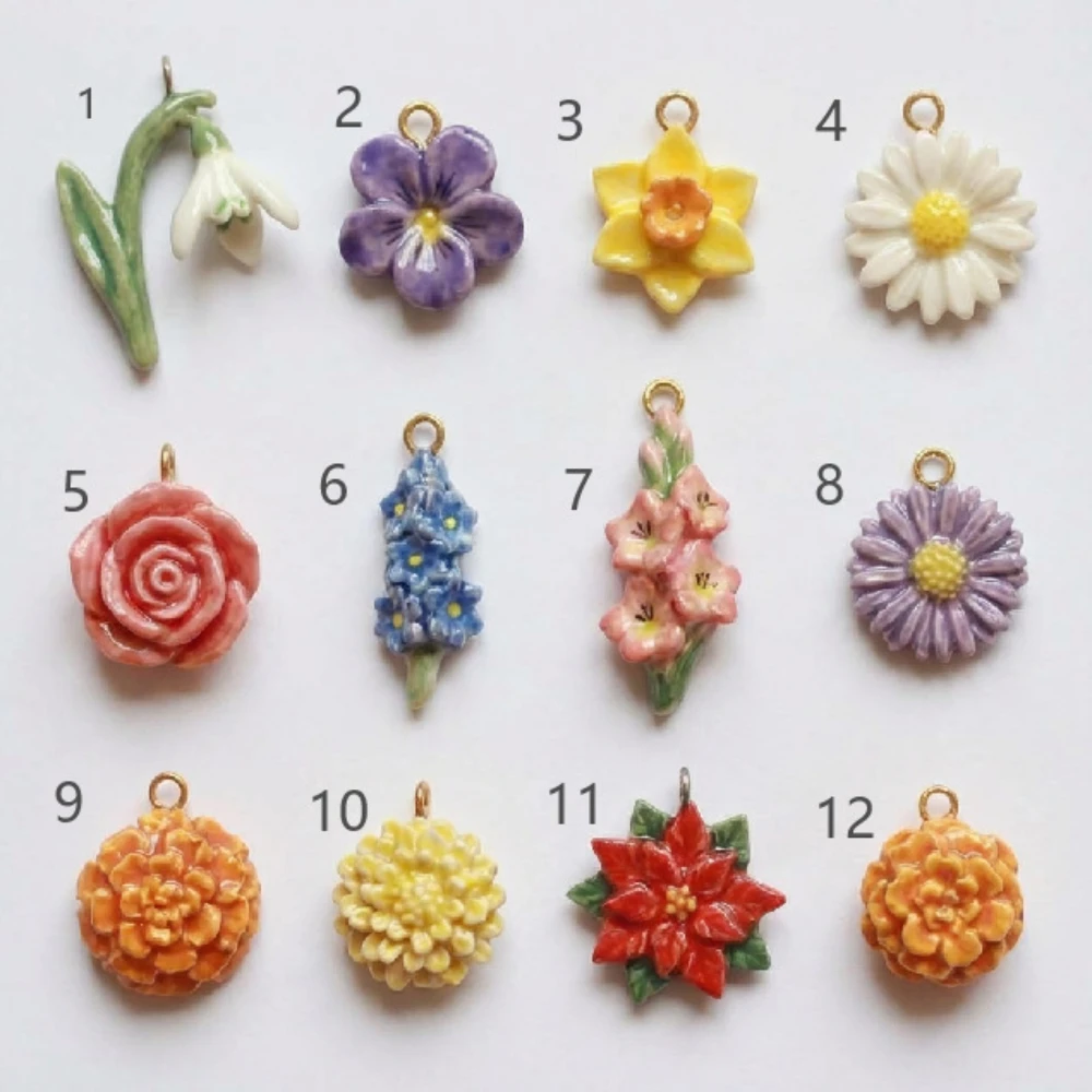 Modische Neue Trendige Frische Pastoral-Stil Bunte Pflanzen- und Blumen-DIY-Anhänger Charms für Schmuckherstellung – Detail 6