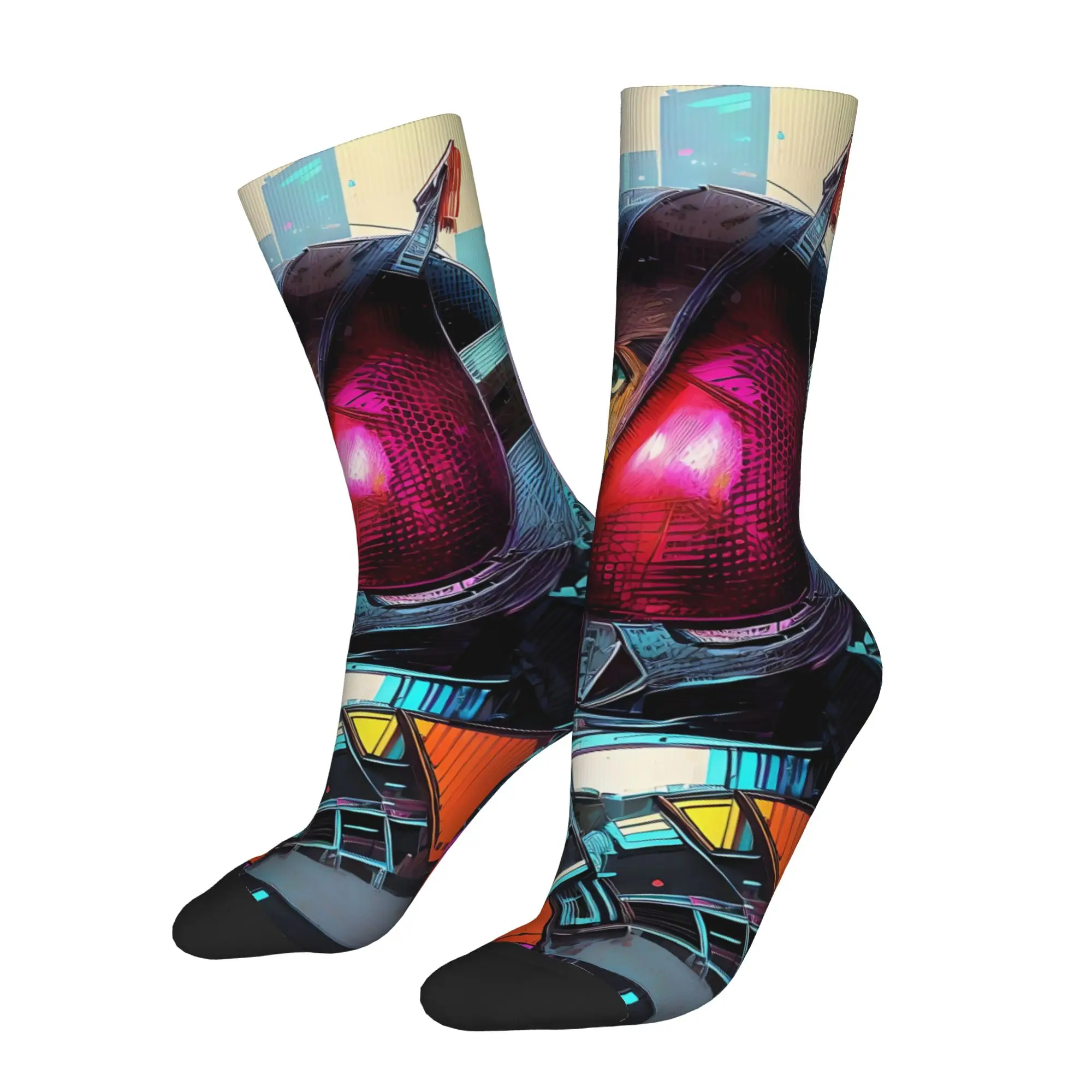 

1 Pair Hip Hop Retro Den O Crazy Men's Socks Unisex Kamen Rider Harajuku Pattern Printed Funny Novelty Happy Sock Gift