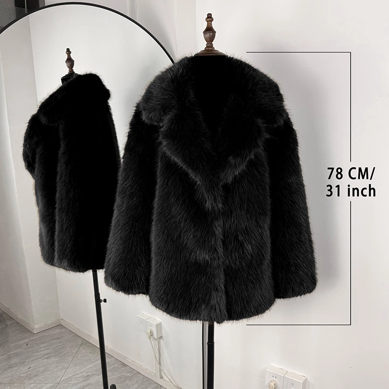 Luksusowy płaszcz ze sztucznego futra Tornova, elegancki, jednolity, z klapami, luźny, wiązany, kurtka rekreacyjna, zimowa moda damska, ciepły płaszcz futrzany.