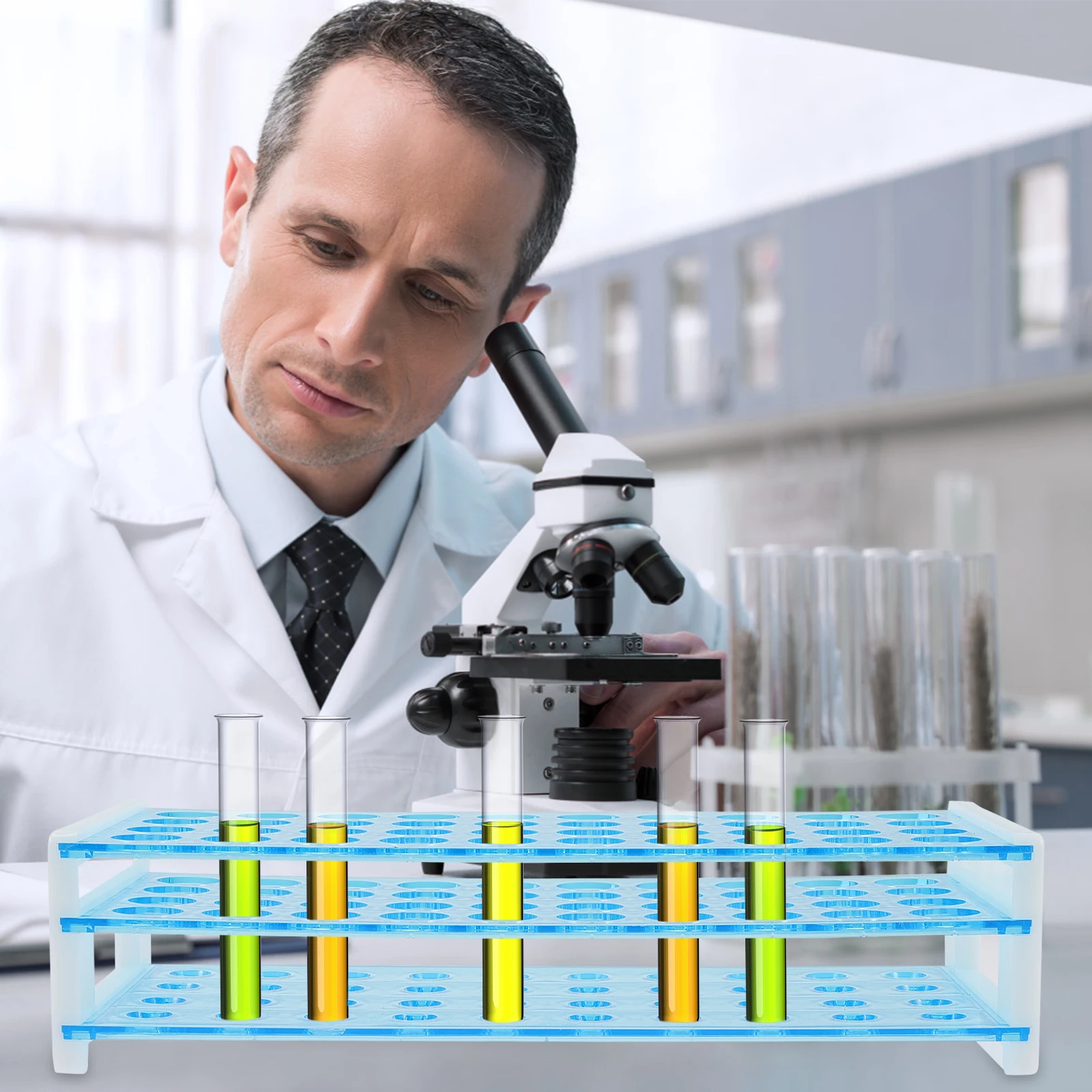 

2 Pcs Test Tube Rack Tubes Multifunctional Detachable Sky-blue Plastic Containers