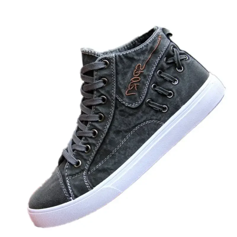 Mannen Canvas Schoenen Platte High-Top Gevulkaniseerd Schoenen Mannen Sneakers 2023 Nieuwe Mannen Zwarte Casual Canvas schoenen Mannen Schoenen