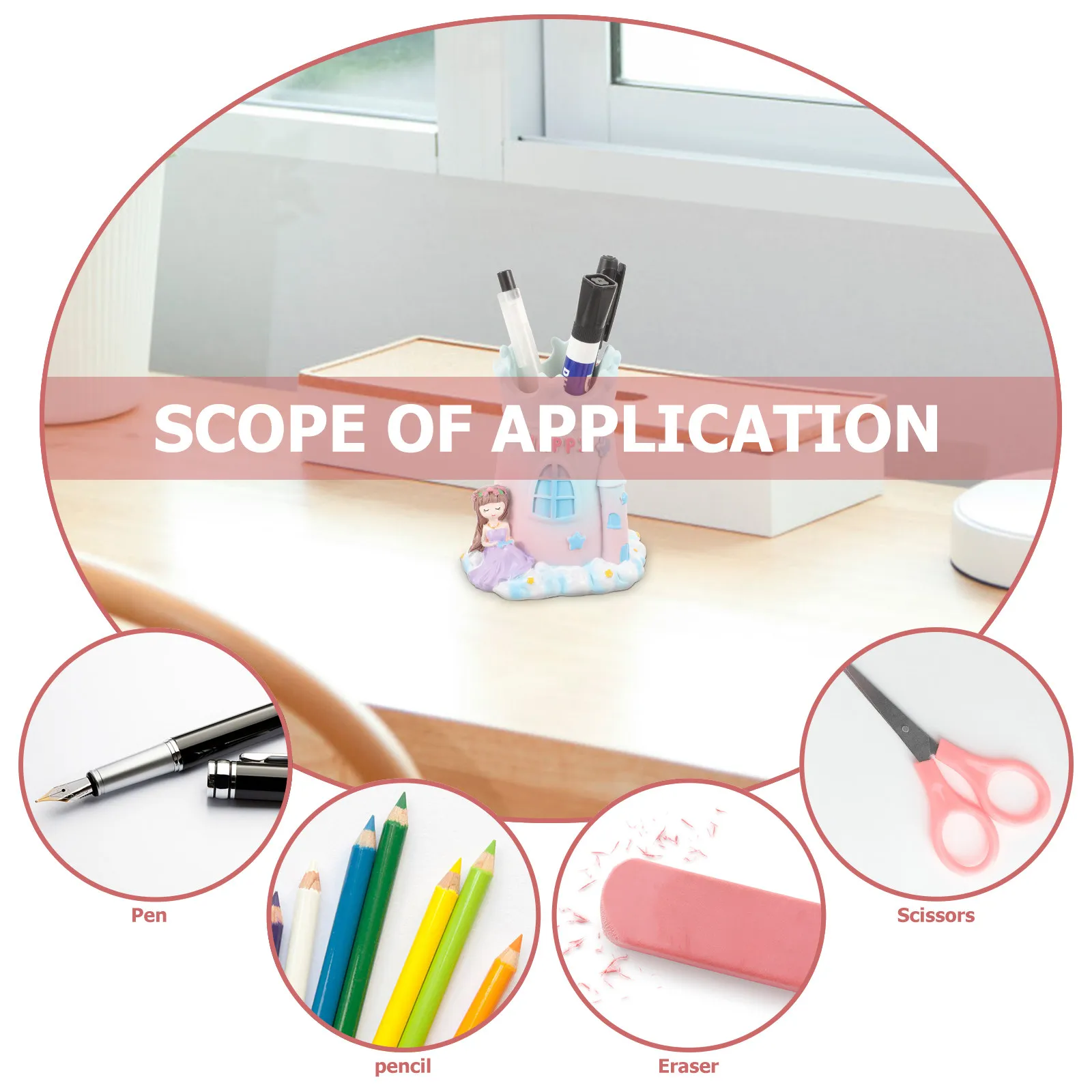 Resin Cartoon Pen Holder for Girls Desktop Pencil Organizer Multi Functional Desk Storage Container for Office Classroom Home