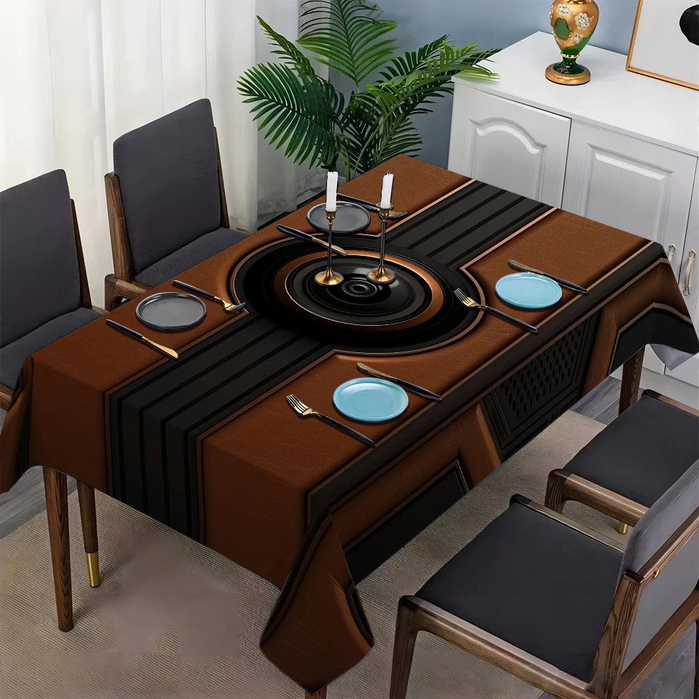 1 piece of brown-black geometric futuristic tablecloth - perfect for modern homes, suitable for table decorationzyc
