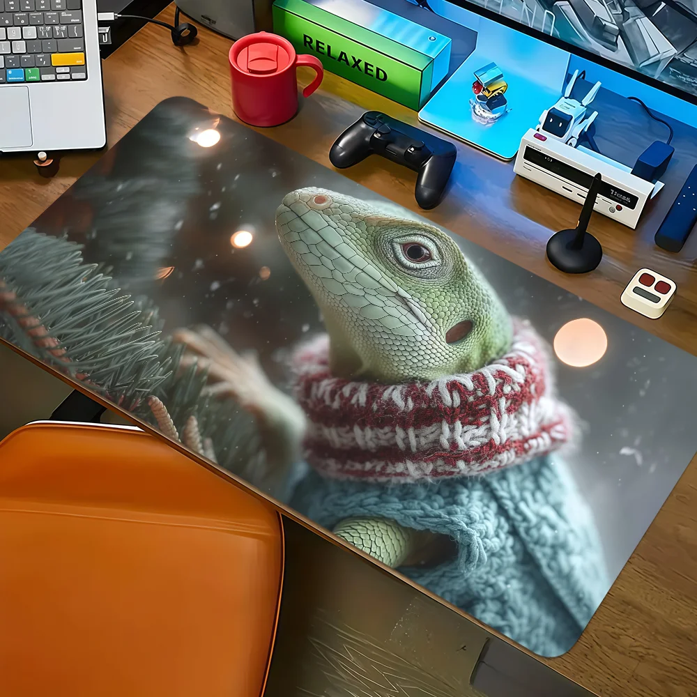 Funny Lizards Bearded Dragon Reptile Lover Mouse Pad Large Non-slip Lockedge Desktop Desk Mat Keyboard MousePad Office Student