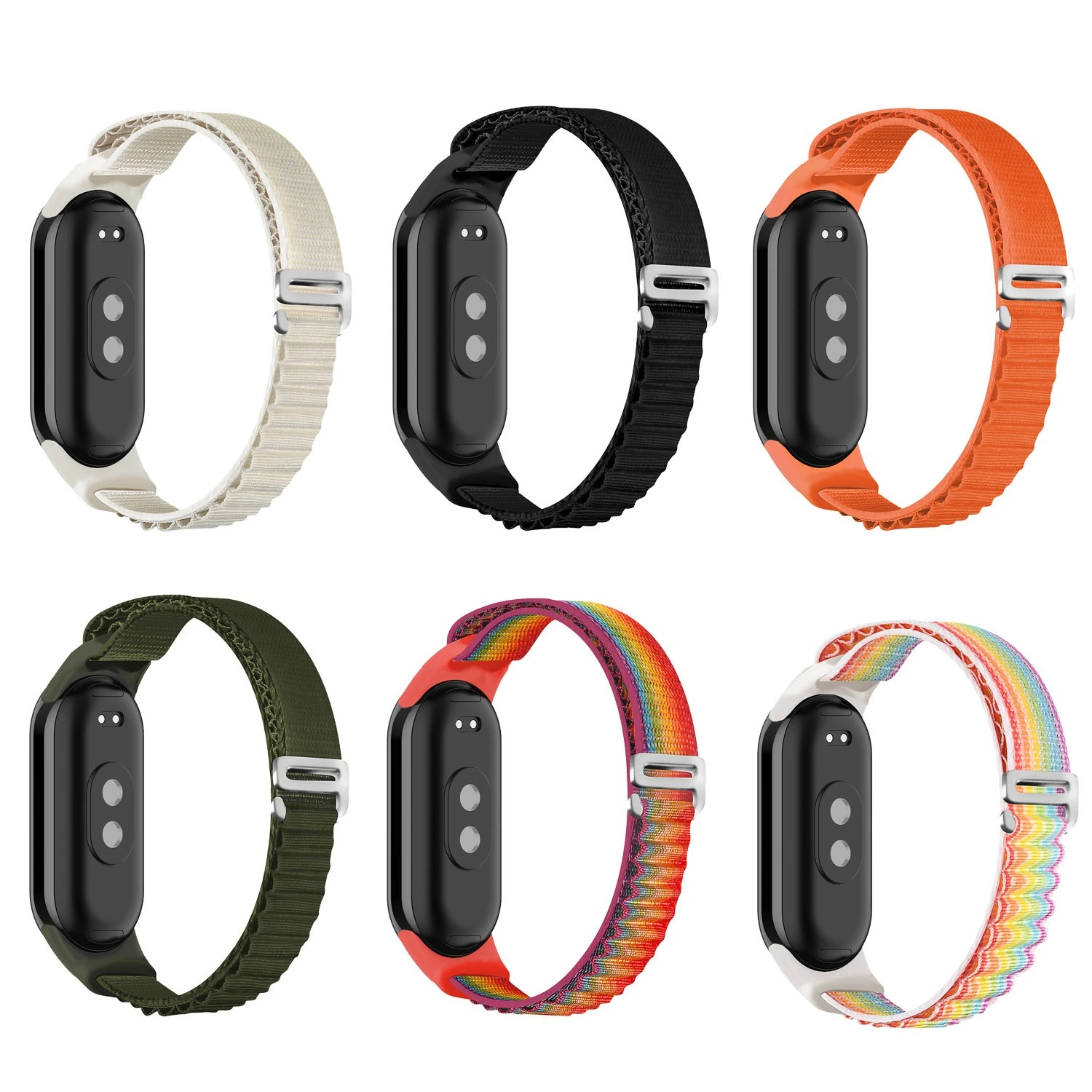 بدلة بحزام من النايلون على شكل تسلق الجبال لـ Xiaomi Miband 8/9/10 حزام حلقة من النايلون المنسوج النحيف