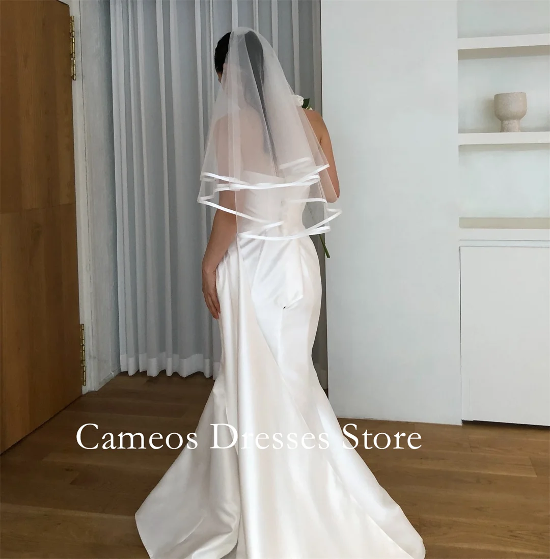 ชุดแต่งงานแบบคอร์เซ็ทผ้าซาตินทรงเมอร์เมดแบบไม่มีสายและแขน  สำหรับถ่ายภาพ  ชุดเจ้าสาวสำหรับผู้หญิง  แบบสั่งตัดได้จาก SONDR