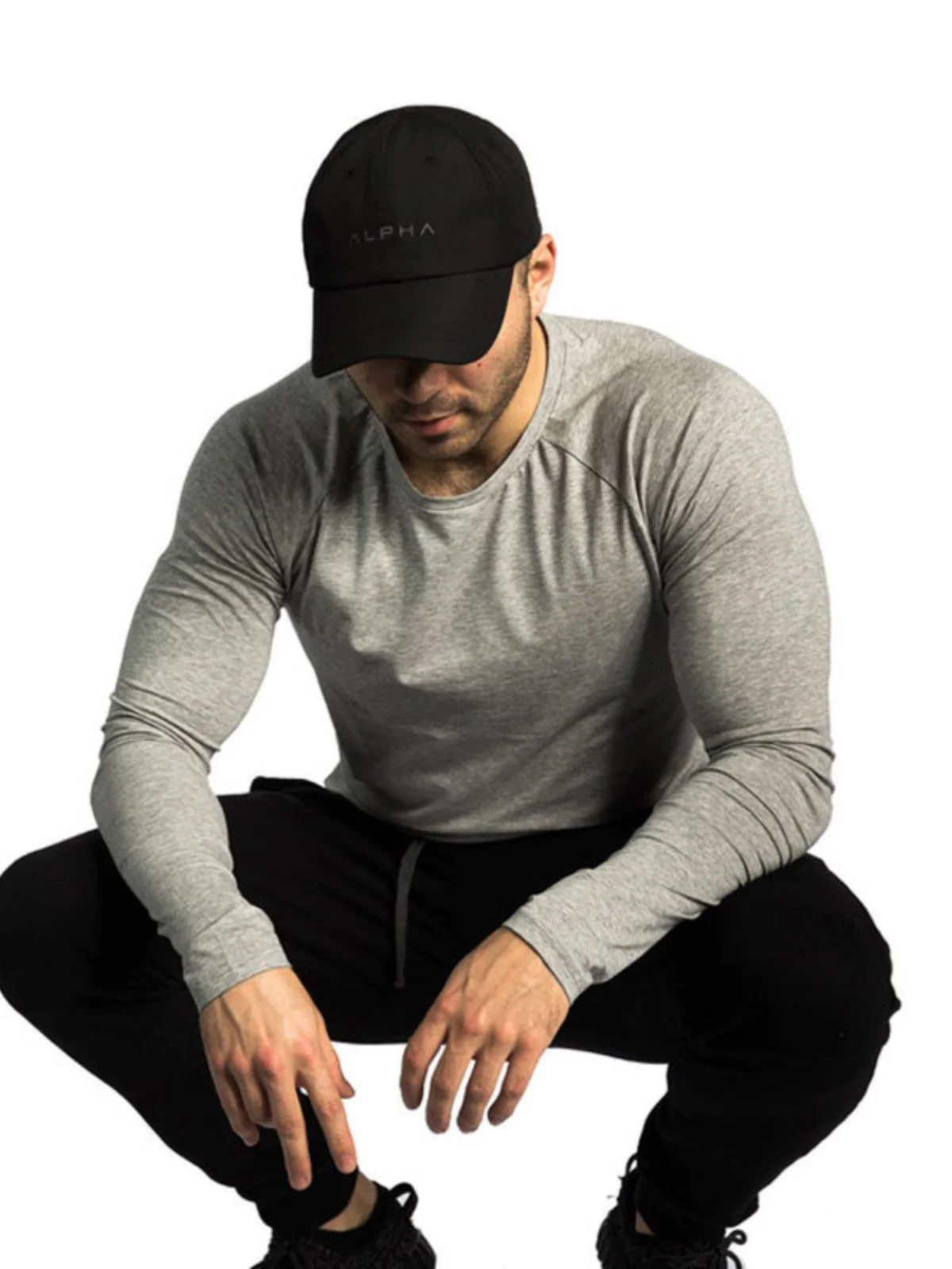 Men's Spring Sport Running Elastic Longsved Tshirt Tops Standard Fit Bright Thread Flocking PU Leather Tshirt for City Walk