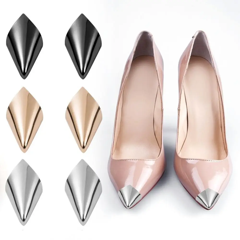 1pair Anti Wear High Heels Tip Cap Decoration Metal Shoe Repair Shoe Pointed Protector Anti-kick Shoe Clips High Heels