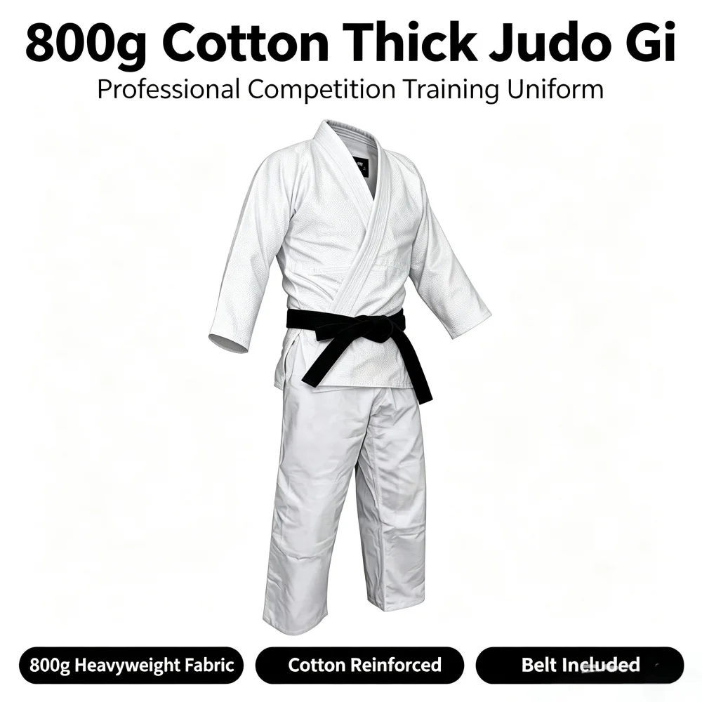 800g Heavy Cotton Judo Gi Professional Competition Judo Uniform with Black Belt Adult Kids Training Martial Arts Suit
