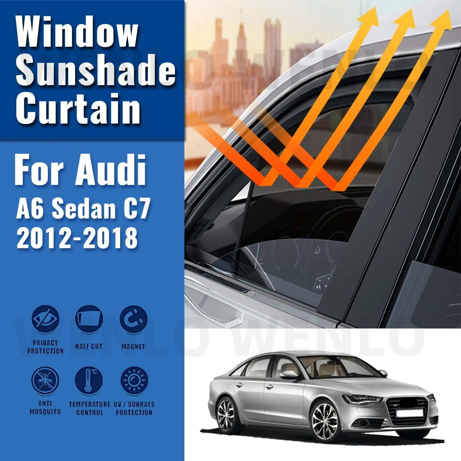 

For Audi A6 Sedan C7 2012-2018 Magnetic Car Sunshade Visor Front Windshield Frame Curtain Baby Rear Side Window Sun Shade Shield