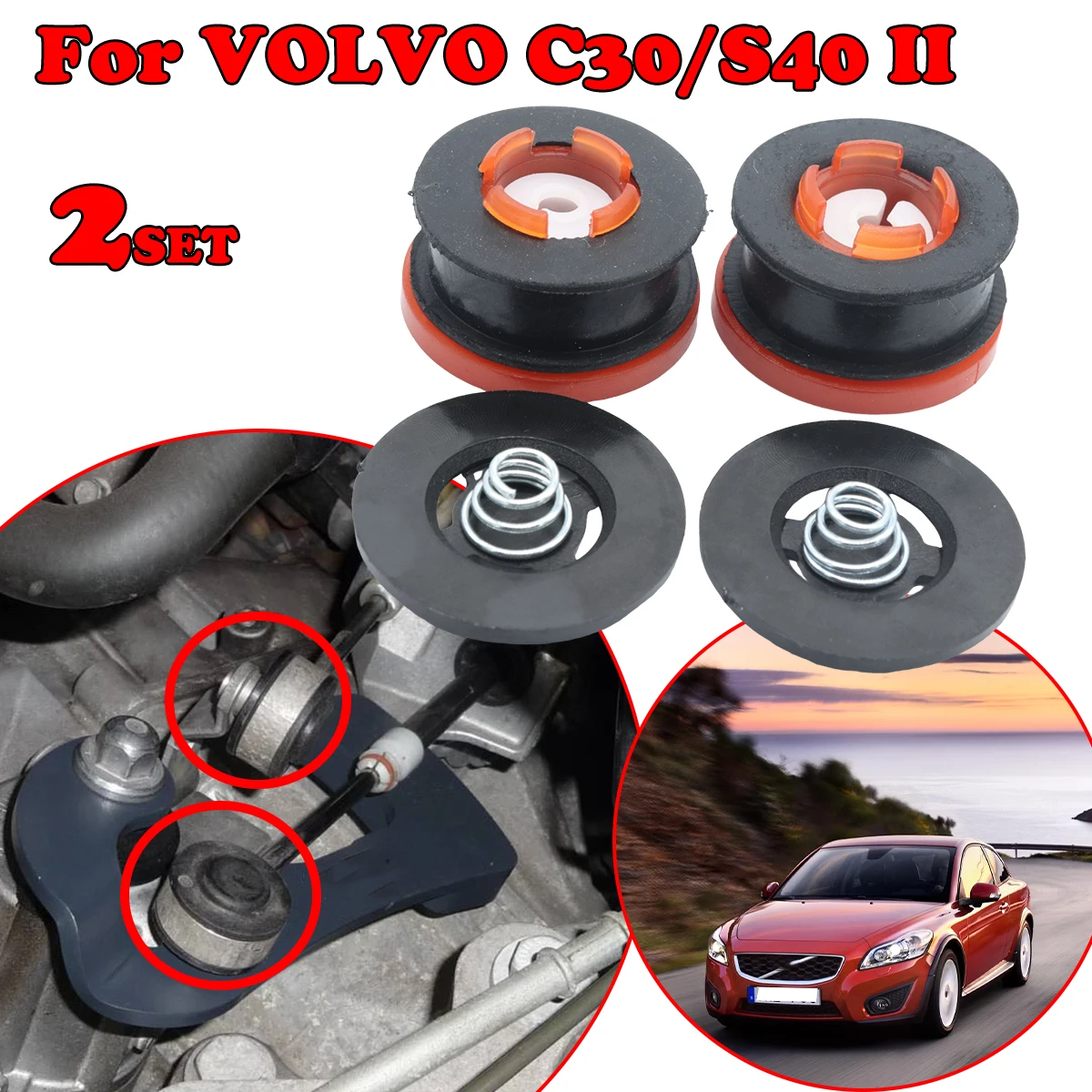 

2set MT Gearbox Repair Kit For VOLVO C30 S40 II LHD RHD 31325655 Shifter Cable End Bushing Gearbox Linkage Selector Connector