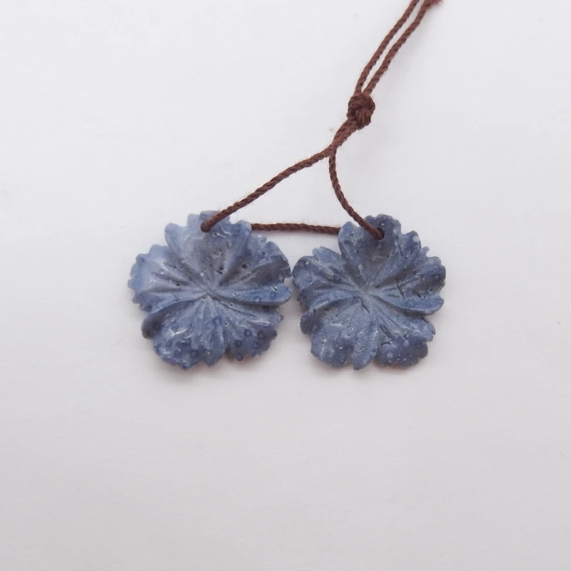 

Natural Stone Blue Coral Carving Flower Earring Beads 16x2mm 2.4g Fashion Jewelry Making Carved Accessory Gift for Her