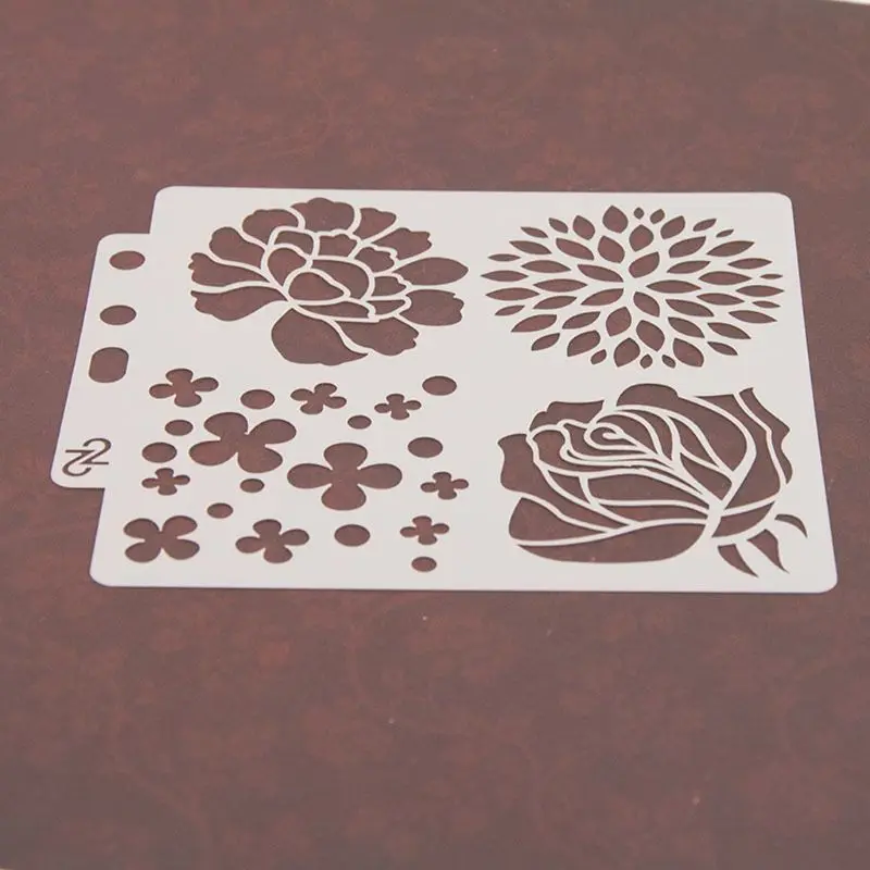 Flowers Painting Stencil Painting on Wall Notebook Card DIY Drawing Art B03E