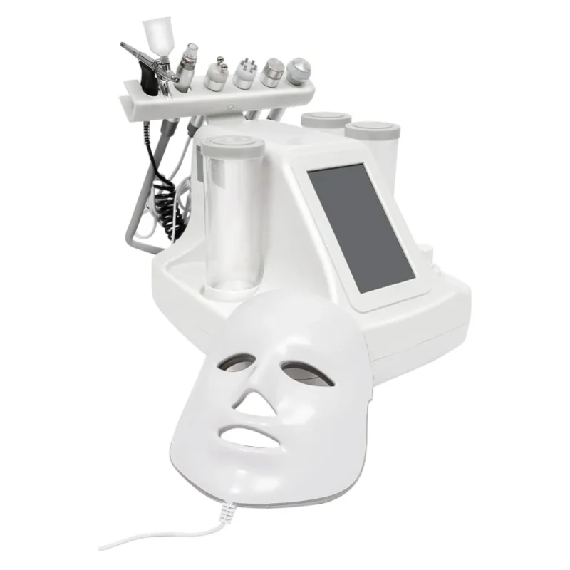 7-in-1 Wasser-Sauerstoff-Gerät, Dermabrasion Hydro Tiefenreinigung Hydra Beauty Gesichtspflegegerät mit LED-Maske, Hydro-Dermabrasion Jet Peel Kleinblasen-Gerät