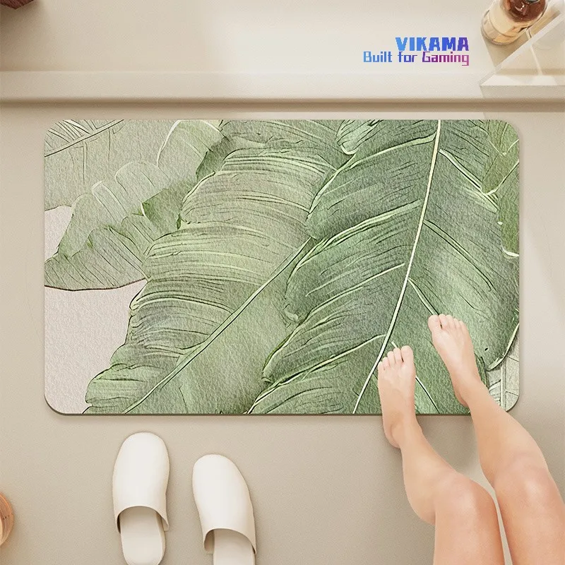 سجادة VIKAMA بسيطة بنمط أوراق الشجر الطازجة لغرفة النوم، غرفة المعيشة، ممسحة المطبخ، سجادة أرضية ناعمة ومريحة لديكور المنزل