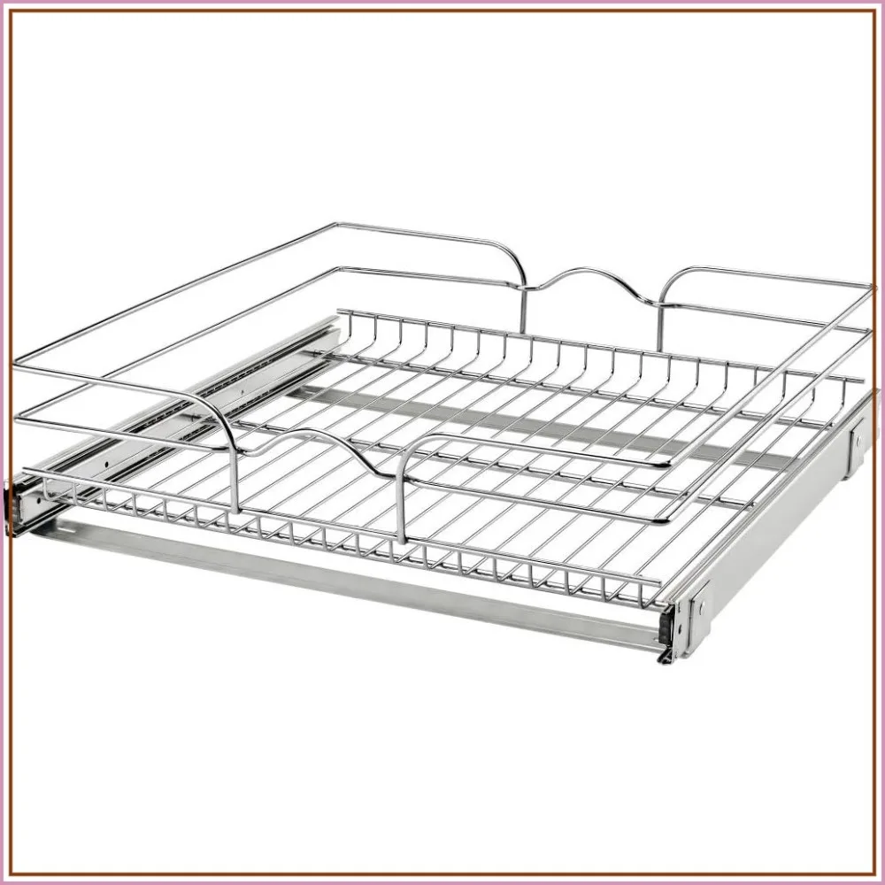 

Slide Out Wire Basket Organizer for Kitchen Cabinets, 21" x 20", Easy Install Pullout Shelf