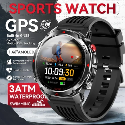 2025 nuevo para Xiaomi profesional GPS deportes reloj inteligente hombres 1,46 ""pantalla AMOLED 3ATM brújula Fitness Tracker reloj inteligente militar