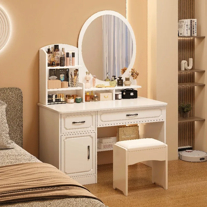 

Bedroom Mirror Vanity Table Girl Cosmetics Organizer Women Luxury Tall Dressing Table Mobile Penteadeira Lounge Suite Furniture