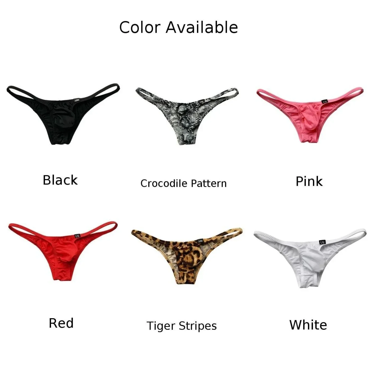 Fashion New Men Ultra-low Waisted Leopard Printed Ice Silk Thong Underwear Breathable Briefs Panties Solid Thin Men\'s Thongs