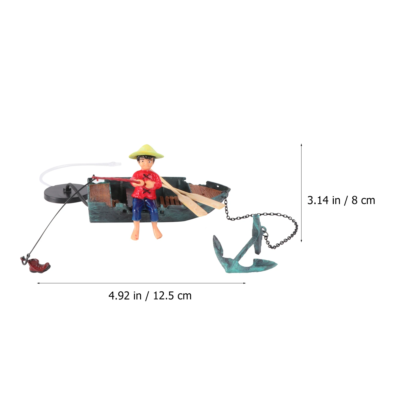 

Pneumatic Fisherman Ornament Aquarium Air Pump Decor Fish Tank Accessories Dynamic Treasure Chest Statue Compact Resin for Pet