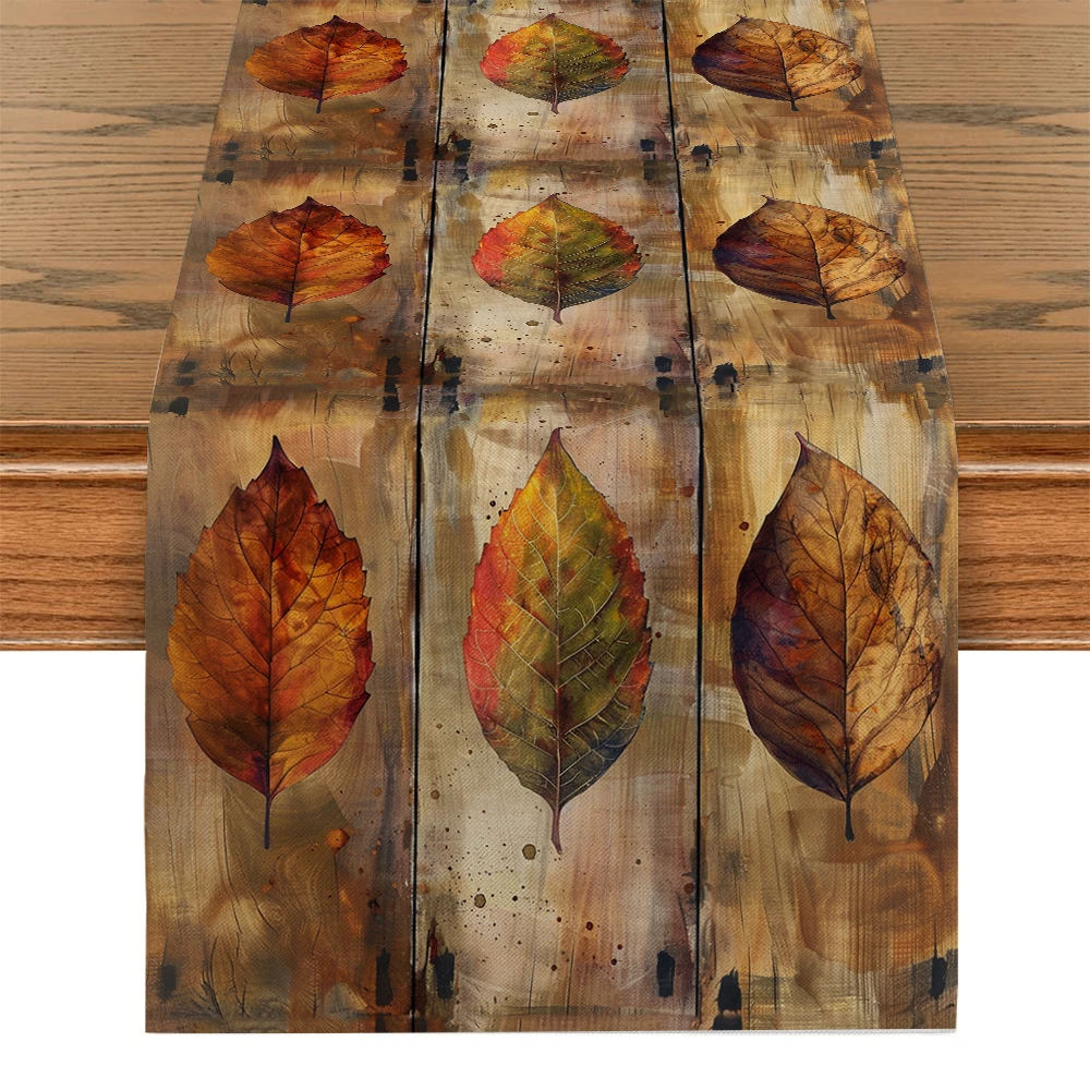 

Autumn Leaves Maple Wood Table Runners Party Table Decor Farmhouse Dining Table Runner Decorations Washable Dining Long Cloth