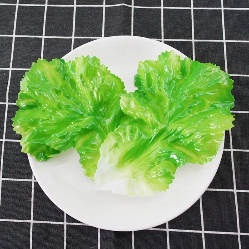 2 قطعة محاكاة الأخضر الخس يترك المواد البلاستيكية وهمية الخضار نموذج الاطفال التظاهر اللعب المطبخ اللعب الأطعمة الاصطناعية