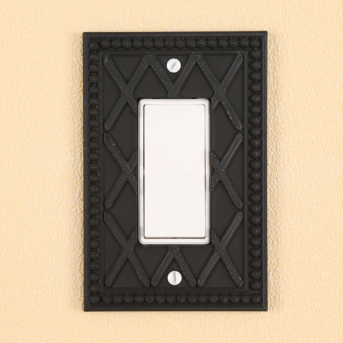 Cross - border black patterned decorative switch and socket panel, with an exquisite shape, featuring diamond - shaped patterns