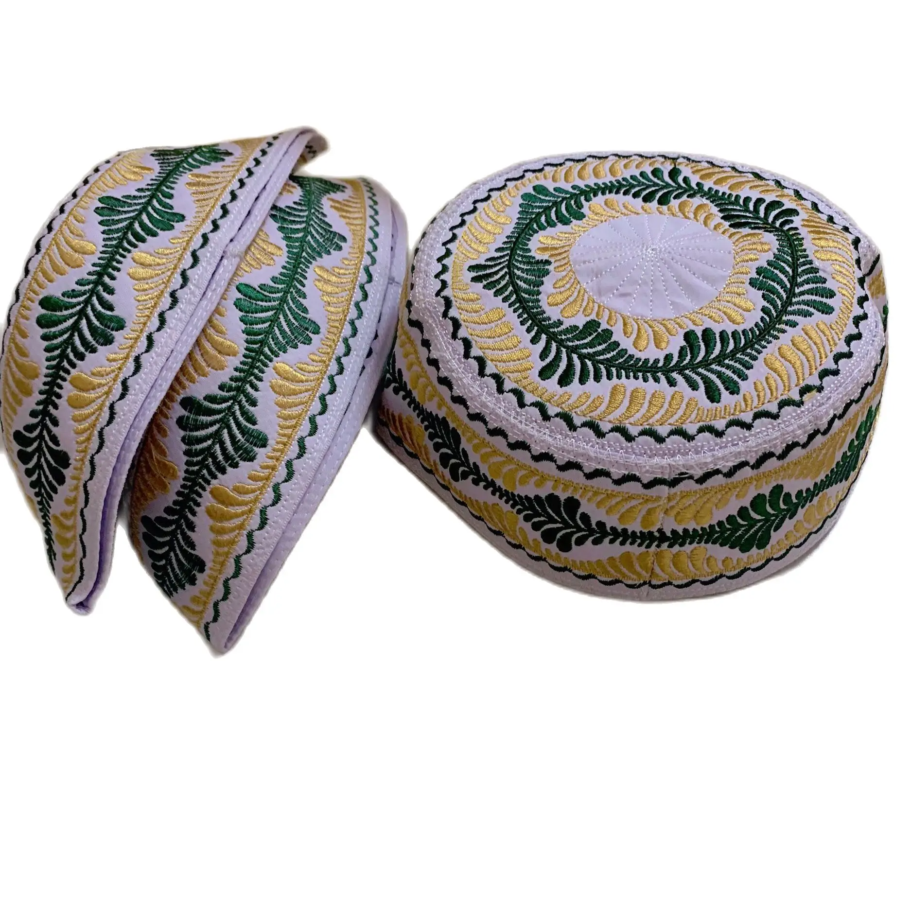 Sombrero musulmán multicolor para niños, gorros redondos de adoración, bordado, suministros de oración para niños para Arabia Saudita, tamaño 50-53