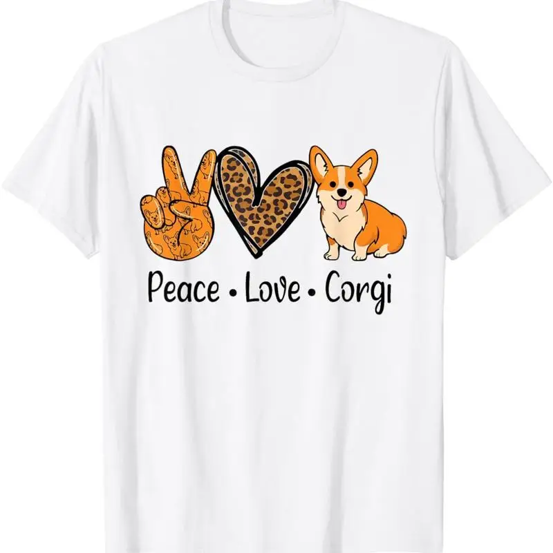 

Peace Love Corgi Funny Dog Mom Mother'S Day Lover T Shirt