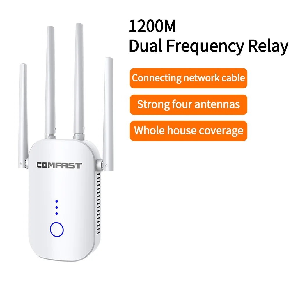 Wifi Extender 1200Mbps Wireless Wi Fi Repeater Dual Band 2.4&5Ghz Wifi Router Long Range Booster 4 Antenna Wi-fi Amplifier EU/UK