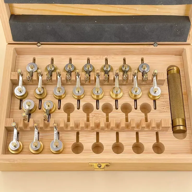 20pcs Professional Watch Repair Tool Kit with Wooden Box Clock Movement Winder Spring Bar Remover Tweezers for Horologists