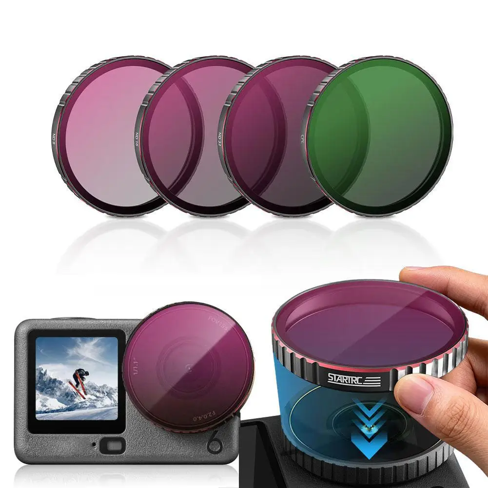 مجموعة مرشح لـ dji OSMO Action 6 CPL + ND8 + ND16 + ND32 مجموعة عدسات مرشح للكاميرا للتصوير الفوتوغرافي والفيديو