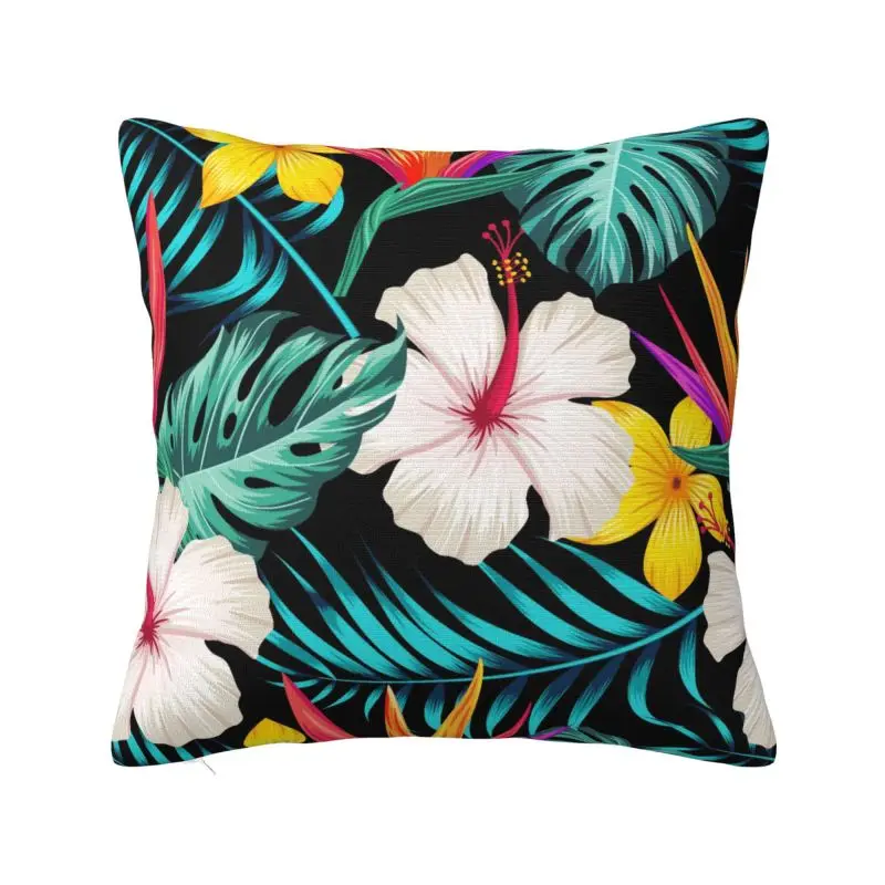 Hawaii Floral Tropical Flowers Leaves Throw Pillow Case 66*66cm for Sofa Cushion Cover Soft Polyester Pillowcase