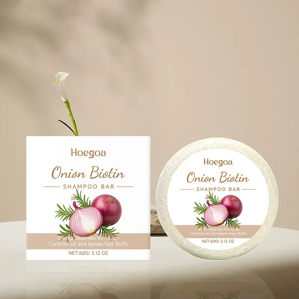 1/2PCS Onion and Biotin Shampoo Soap 60g, Suitable for All Hair Types, Moisturizing and Smoothing, Rich in Rosemary Extract
