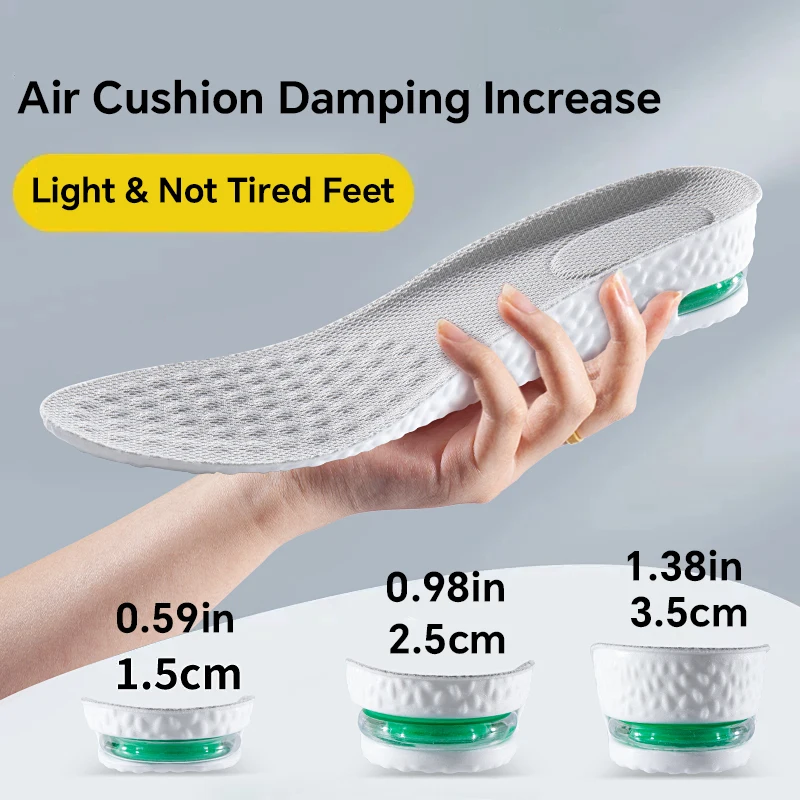 1Pair Boost Height Increase Shoes Insoles Men Women Soft Comfort Running Sports Insole for Feet 1.5/2.5/3.5cm Growing Shoe Pads