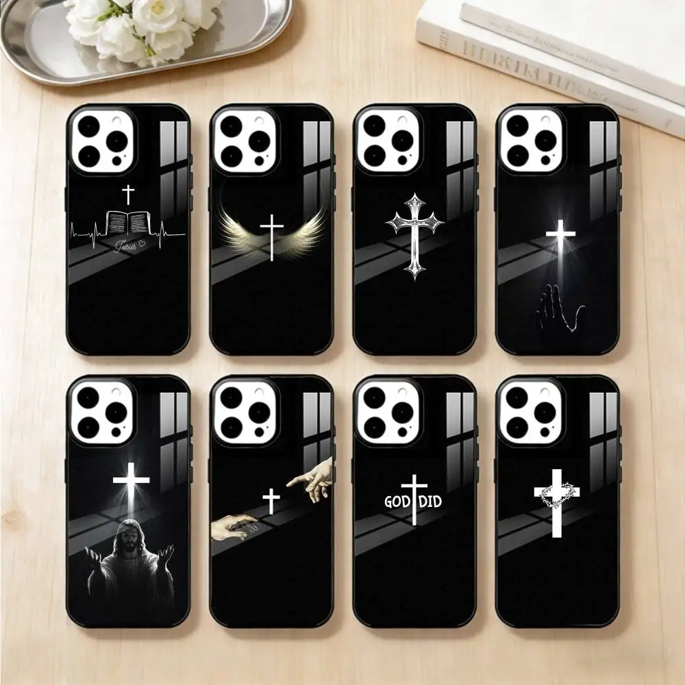 

God Jesus Cross Phone Case For iPhone17,16,15,14,13 Plus,Pro Max Magnetic For Magsafe Wireless Charging