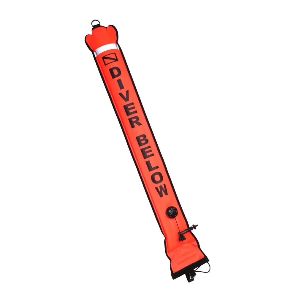 Durable Nylon Dive Surface Marker Buoy Safety Sausage with Reflective Strips for Ocean Snorkeling