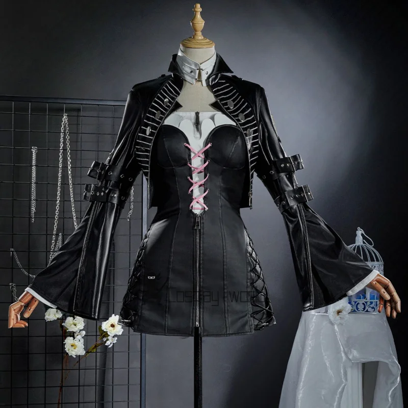 Arknights Cosplay Costume Lemuen Sexy Leather Jacket Dress Leg Warmer Carnival Anime Uniform Halloween Party Game Clothes