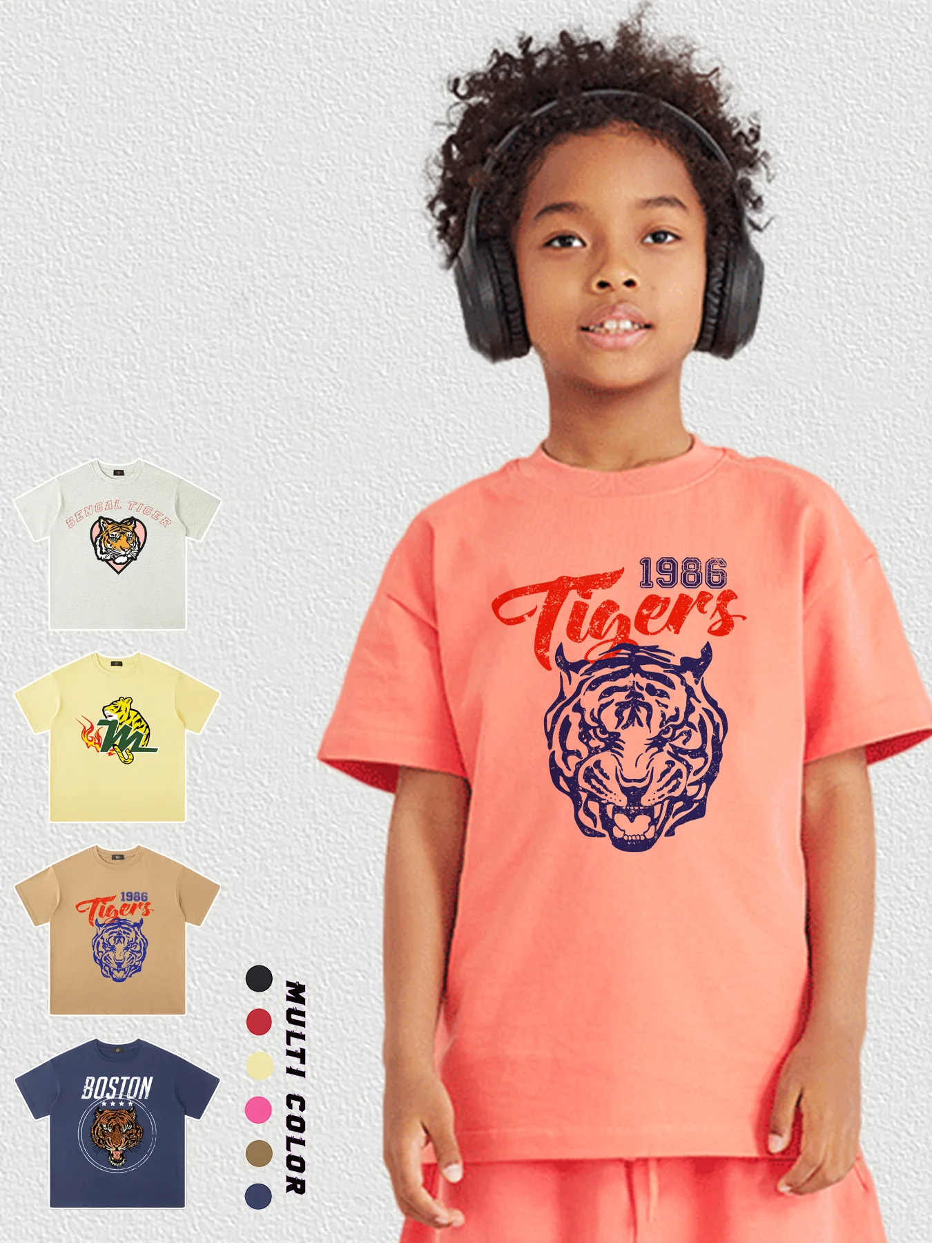 

Luxury Kids T-shirt Boys Summer Clothes 2024 New Child Tees Tiger Print Short sleeved Trend Designer Casual Boy Tops %100 Cotton