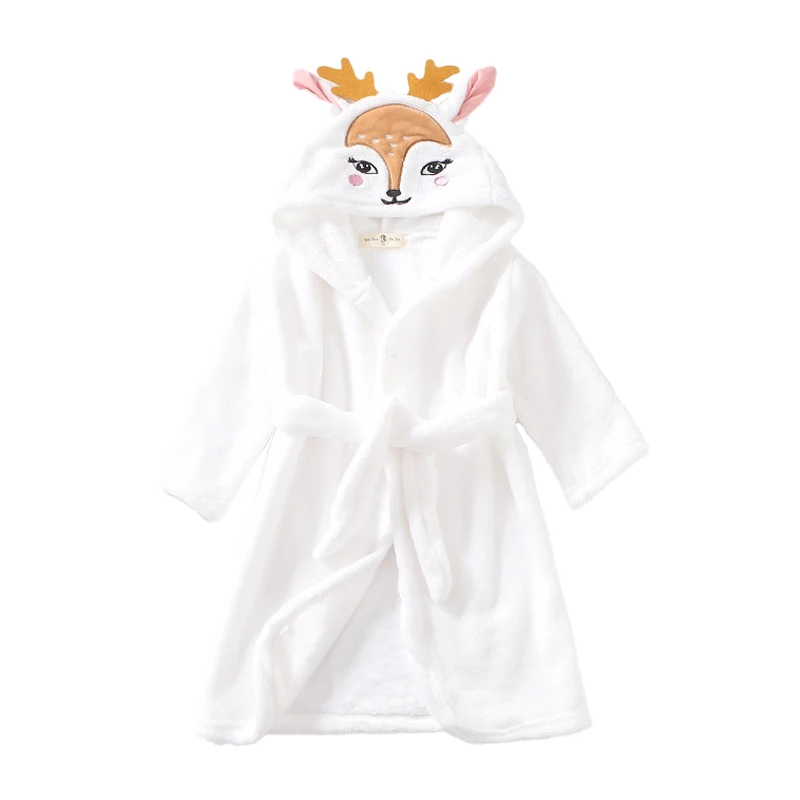 

Four Seasons Bathrobe For Children Kawaii Cartoon Long Sleeve Hooded Night-Robe Pijamas Robe Loungewear Home Clothes 2-12Years