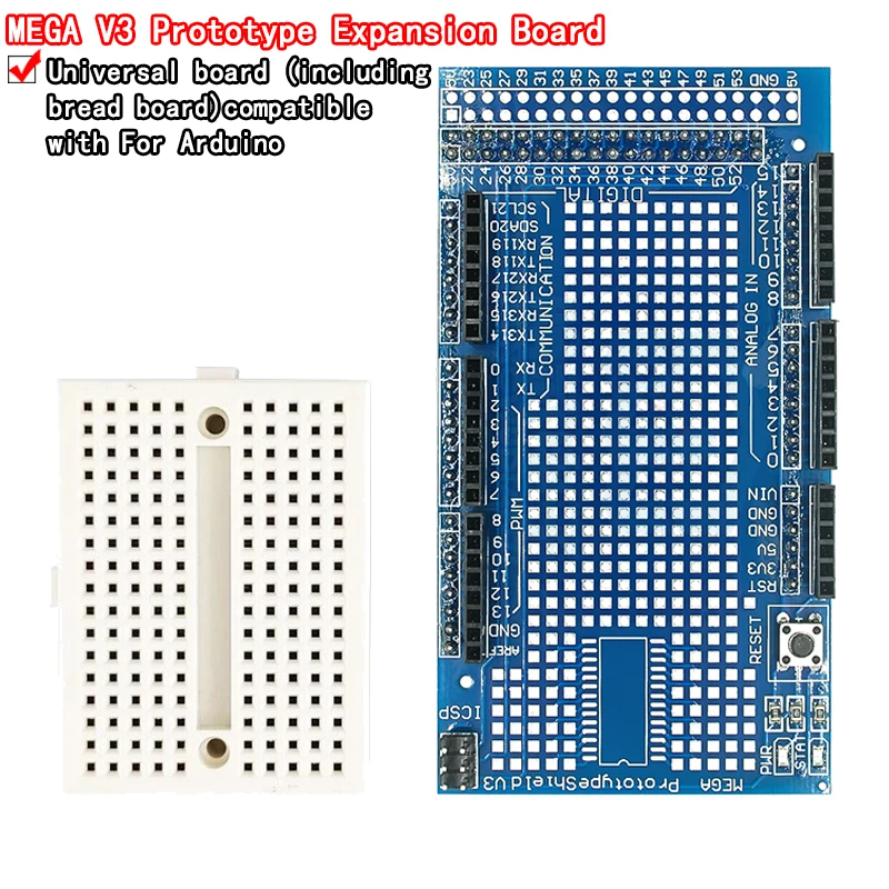 MEGA 2560 R3 Proto Prototype Shield V3.0 Expansion Development Board + Mini PCB Breadboard 170 Tie Points for arduino DIY