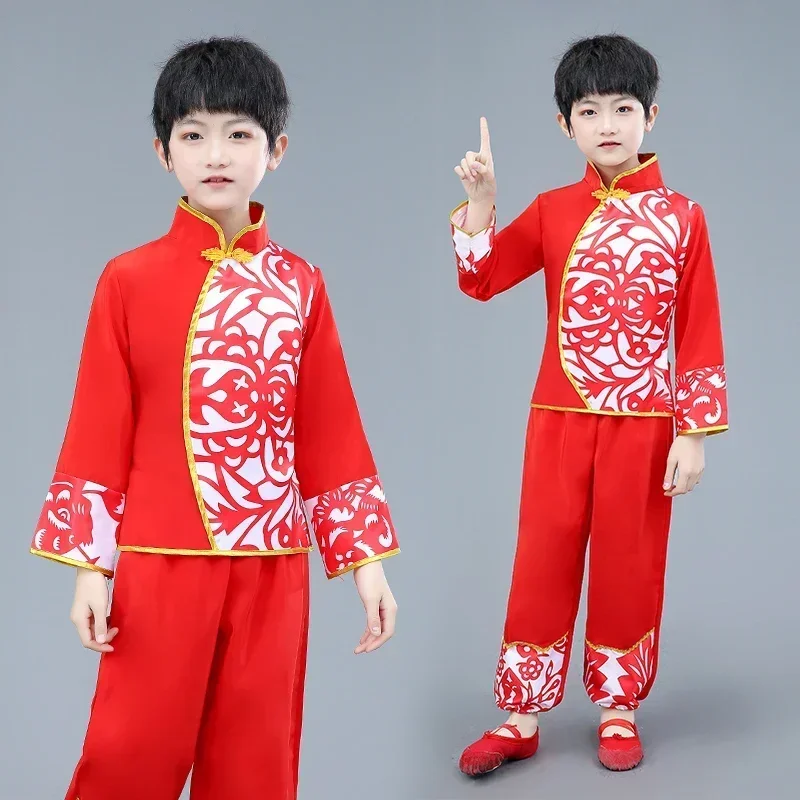 Traditional Chinese Folk Dance Costume Girls Yangko Dance Hanfu Classical National Yangko Stage Clothing Fan Dance Performance