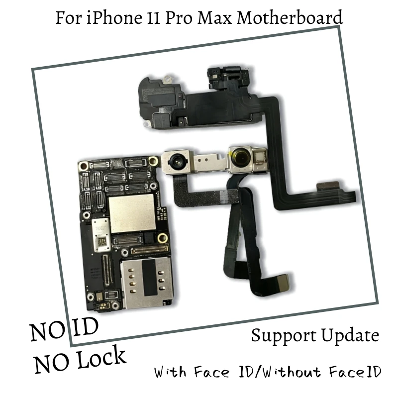 Unlocked For iPhone 11 Pro Max Motherboard Support iOS Update Clean ICloud Mainboard With/No Face ID Smartphone Logic Board