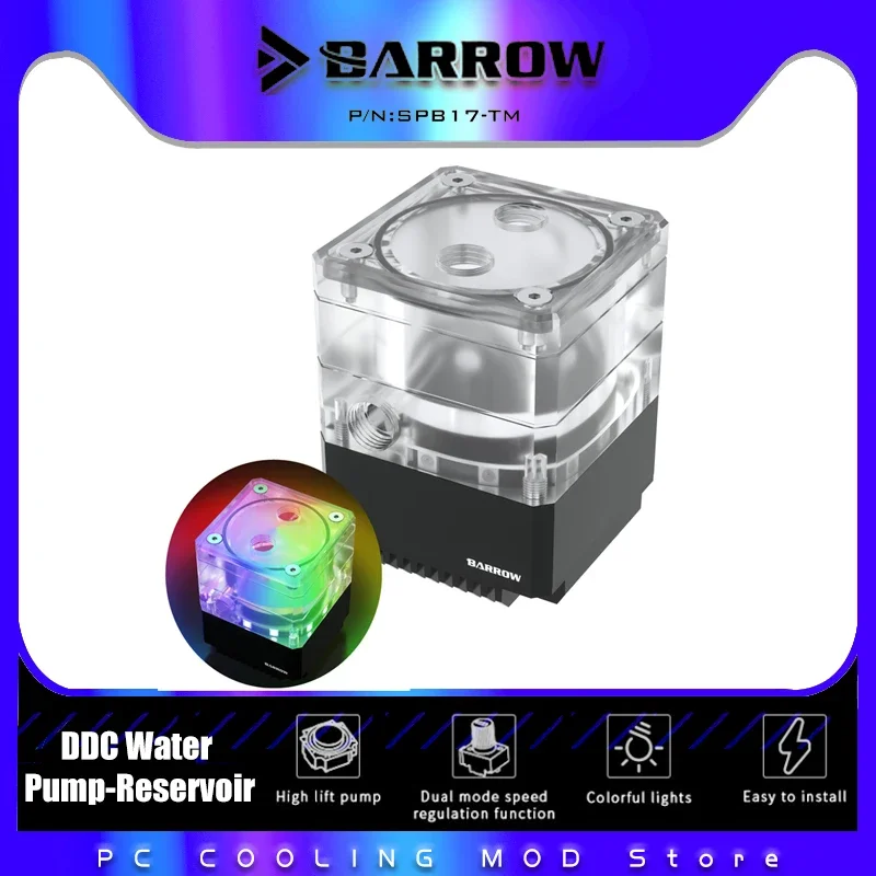 

Barrow Mini DDC PWM Pump For ITX Case 17W Metal Shell PWM speed control type, Pump box integrated LRC 2.0 ARGB SPB17-TM