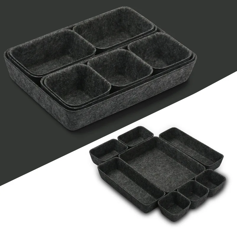 New One-piece Felt Storage Box 8-piece Set Household Storage Storage Box Felt Desktop Storage Box