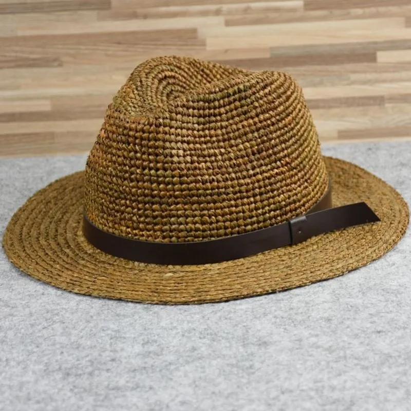 Men Big Size 63cm Raffia Straw Hat Large Headcircumference Summer Sunscreen Sun Hats Outdoor Vacation Sunshade Beach Hat Panama