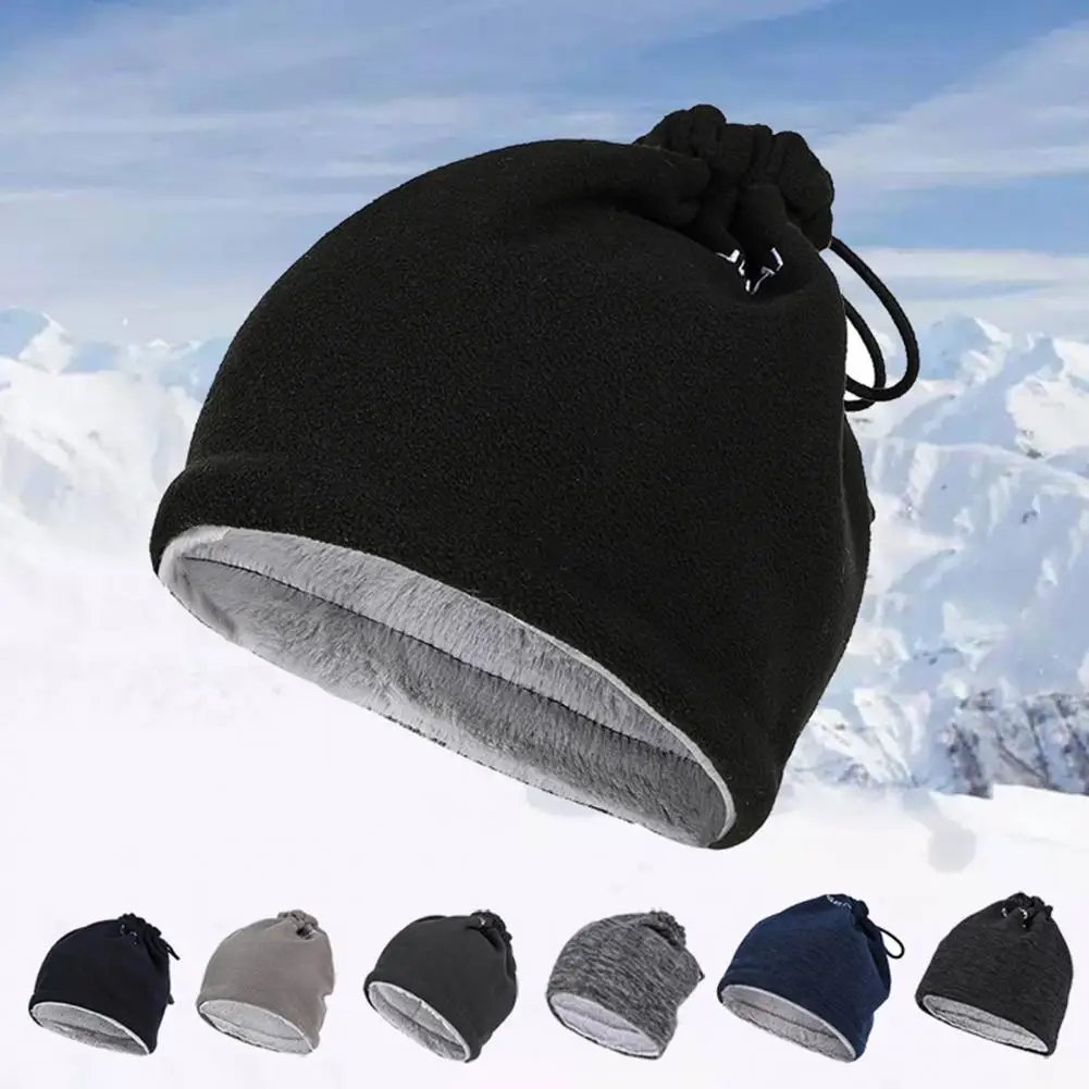 Men Hat Scarf 2Pcs Washable Breathable Lock Temperature  Outdoor Winter Dual Purpose Bib Hat Winter Supplies