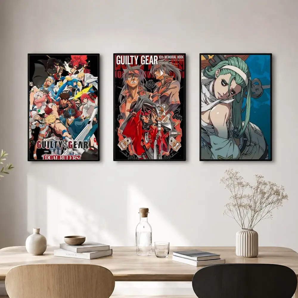 Video Game G-Guilty Gear Poster Self-adhesive Art Waterproof Paper Sticker Coffee House Bar Room Wall Decor